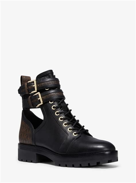 michael michael kors bensen logo and leather combat boot|michael kors designer boots.